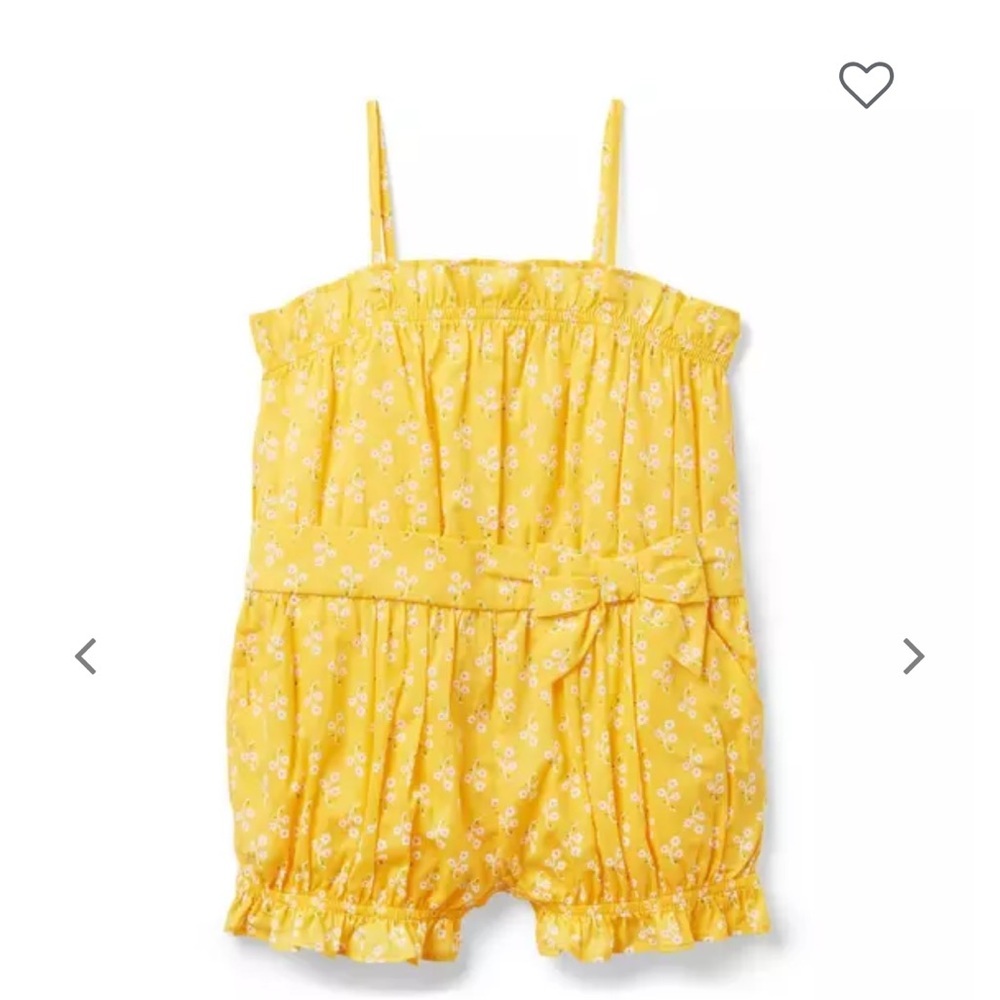 • Janie and Jack • Girls Floral Ruffle Hem Romper Yellow
5